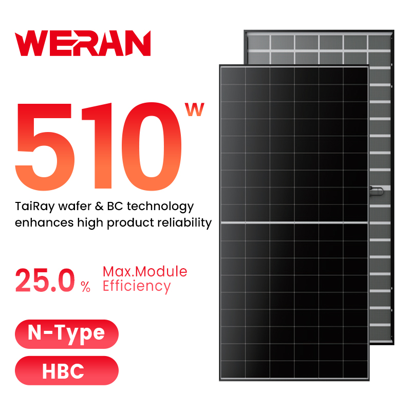 WERAN 495-510W 주거용 후면 접촉 태양광 패널 - 유통업체 및 설치업체를 위한 OEM 이중 유리 옥상 PV 모듈